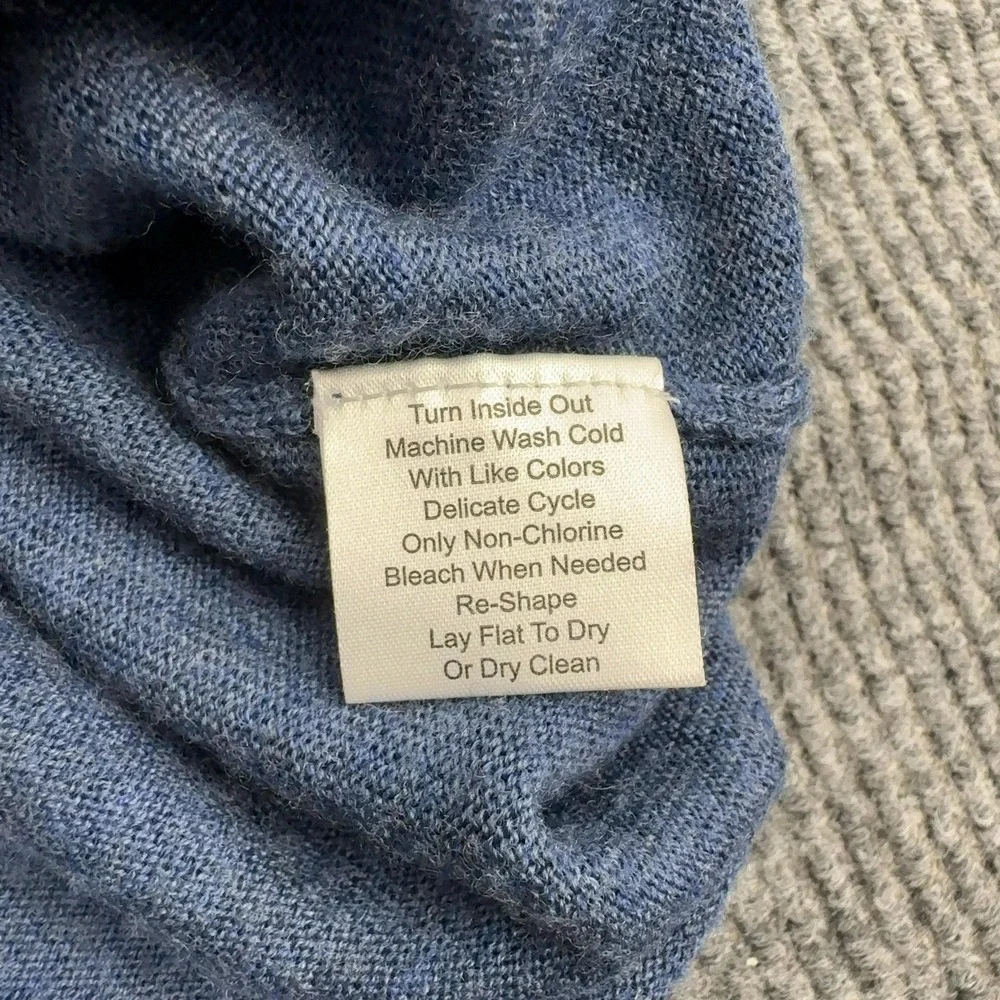 Joseph Abboud Sweater Mens M Blue Merino Wool Quarter Zip Mock‎ Neck Classic